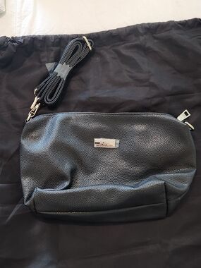 BCBG Paris Black Pebble Leather Crossbody Bag
